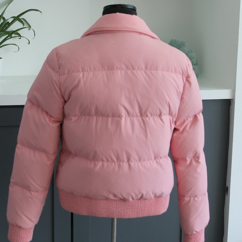 REDUCED MOSCHINO Boutique Pink Biker Puffer Jacket Asymmetrical Size M US 6 NEW - Picture 5 of 10
